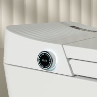 WC intelligent avec capteur de chasse automatique, bidet intégré, design allongé, télécommande, céramique, design moderne, luxe, monobloc, cuvette de toilette électronique