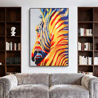 Peinture murale 3D brodée zèbre arc-en-ciel colorée style Pop Art moderne, faite à la main sur mesure, pour couloir et décoration intérieure