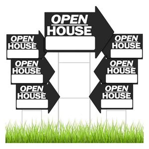 Letreros de Jardín Personalizados en Forma de Flecha con Estacas en H, Letreros de Plástico Corrugado para Venta de Garajes y Propiedades Inmobiliarias, Letreros para Césped para Cumpleaños - Product Image 1