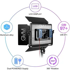 GVM-880RS 2 pièces rvb LED lumière vidéo 3200-5600K couleur 60W photographie Studio Led panneau éclairage Kit pour <span class=keywords><strong>Youtube</strong></span> en direct - Product Image 4
