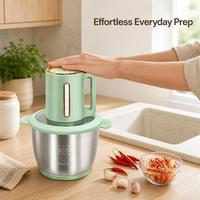 Penggiling Daging Listrik Stainless Steel 2L 250W Multifungsi, Blender Pengolah Makanan, Pencacah Daging, Mesin Masak Rumah Tangga