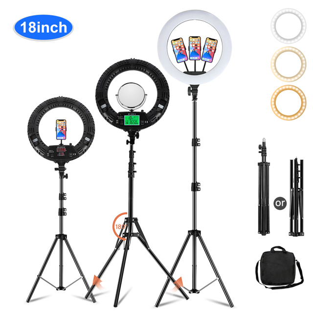 Remote 45cm 18inch LED Dimmable Makeup Video Ringlight Selfie Ring Circle Lamp 45 CM 18 Inch Ring Light with Tripod Stand