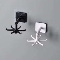 Crochets muraux rotatifs à 360 degrés en PP sans perçage à six griffes pour spatules et cuillères de cuisine – Nouveauté en gros