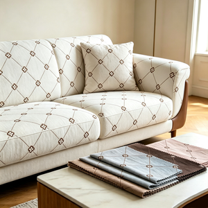 ผ้าปักลายเนื้อผ้าลินินโพลีเอสเตอร์ 100% สำหรับตกแต่งภายในบ้าน ผ้าเนื้อนุ่มสำหรับโซฟา ของตกแต่งบ้าน - Product Image 1