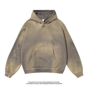 Sudadera con Capucha de Algodón Grueso de Alta Calidad, Ecológica, Resistente al Viento, con Efecto Desgastado por el Sol, Personalizable con Bordado 3D e Impresión - Product Image 2