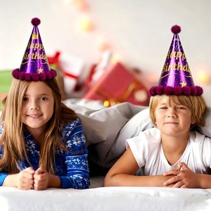 Chapeau en papier Prince imprimé à chaud avec inscription Joyeux Anniversaire, casquette de fête pour enfants, fournitures de décoration pour fête d'anniversaire - Product Image 1