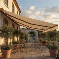 Auvent rétractable motorisé électrique en gros, télécommande, cadre en aluminium étanche, anti-UV, fixation murale pour jardin et balcon