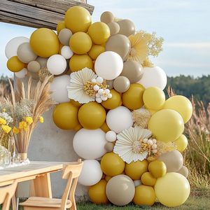 Guirlande de ballons jaune <span class=keywords><strong>moutarde</strong></span> <span class=keywords><strong>Kit</strong></span> double arc de ballons en peluche Anniversaire Baby Shower Révélation de sexe Boho Bee Party Decoration - Product Image 4