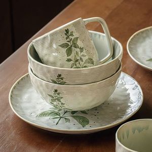 Hot New Wholesale Retro Dark Green Custom Stoneware Dinnerware <b>Set</b> Nordic Style Dishwasher Safe Eco-Friendly Tableware - Product Image 4