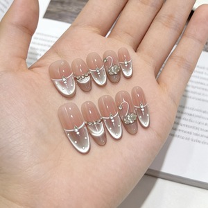 Vente en gros de faux ongles de luxe faits à la main en gel 3D à presser, personnalisés, de haute qualité, épais, en acrylique, avec strass, et boîte de rangement <span class=keywords><strong>pour</strong></span> faux ongles - Product Image 1