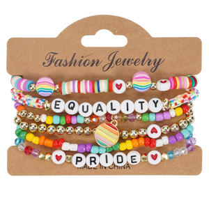 Pulseras de Cuentas de Moda, Pulseras Elásticas de Cuentas de Arcilla Coloridas, Set de Regalo Pride Equality Love Wins, Hecho en China - Product Image 6