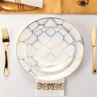 Assiettes à dîner en plastique imprimé marbre Design en pierre de luxe Matériau incassable lavable au lave-vaisselle pour la restauration hôtels maison fête événement