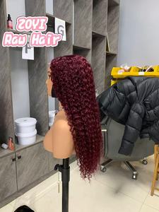 วิกผมแท้แบบลูกไม้ด้านหน้า 99J Burgundy Deep Wave ขนาด 13x4  ลูกไม้โปร่งแสง HD สีแดงอินเดีย สำหรับผู้หญิงผิวสี - Product Image 2