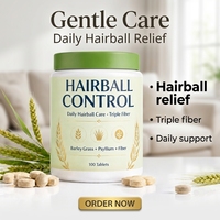Comprimés de Soin pour Chats d'Intérieur Contre les Boules de Poils – Mélange d'Herbe d'Orge et de Fibres de Psyllium – Pour Chats à Poils Longs en Saison de Chute de Poils – Facile à Administer – Formule Vétérinaire – ODM