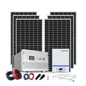 带太阳能电池充电电池的电源组混合太阳能逆变器电池锂离子5kw面板套件系统