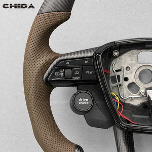 Volant en cuir brun mat en fibre de carbone personnalisé, adapté aux Audi RS A3 A4 A5 A6 A7 R8 RS3 C7 Q5 Q7 S3 S5 8V B8 B9 Q3 - Product Image 2