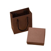 Ensemble de boîtes et sacs cadeaux de luxe noirs et marron pour bijoux avec insert en velours, en papier texturé, pour colliers, boucles d'oreilles et bagues, vente en gros