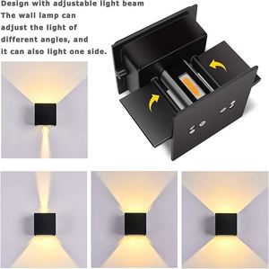 Lampe murale LED carrée moderne en aluminium pour extérieur, étanche, noire et blanche, haute luminosité, pour escalier de jardin - Product Image 2