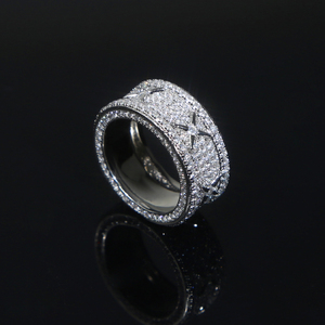 Đầy đủ vi mở CZ Iced ra người đàn ông cậu bé ngón tay đồ trang sức rhodi mạ engagement Band Hip hop vòng - Product Image 3