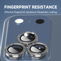 Protection d'objectif d'appareil photo en verre trempé HD 9H avec paillettes diamantées pour iPhone 17 18 Pro Max Plus Pro