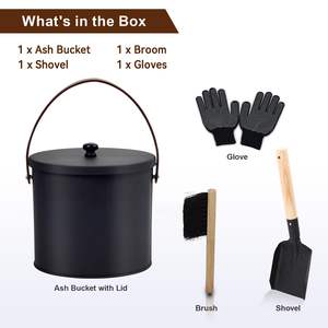 Cubo de Cenizas para <span class=keywords><strong>Chimenea</strong></span>, de Metal, Grande, con Tapa y Pala, para Estufa de Leña - Product Image 3