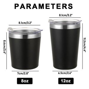 Cadeaux d'entreprise avec logo personnalisé, thermos isotherme à double paroi en acier inoxydable réutilisable de 8 oz et 12 oz, tasse à café de voyage avec couvercle - Product Image 4