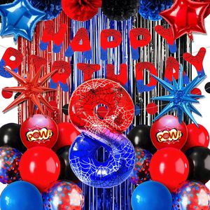 Ballons en feuille et ballons en latex sur le thème du héros araignée, numéro 40 pouces, 1-9, décoration d'anniversaire pour fête de dessin animé, fournitures d'anniversaire - Product Image 3