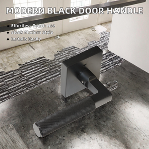 Factory Supply Modern Knurled Tubular <b>Door</b> Handle <b>Locks</b> Ambidextrous Touch Control Easy Installation Black for Bedroom Office - Product Image 2