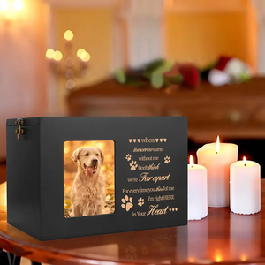 Black Flannel Lining Wooden <strong>Pet</strong> Cremation Urn Photo Frame Cat Dog Memory Box Sympathy <strong>Remembrance</strong> <strong>Gift</strong> <strong>for</strong> Loss Ashes Memorial - Product Image 6