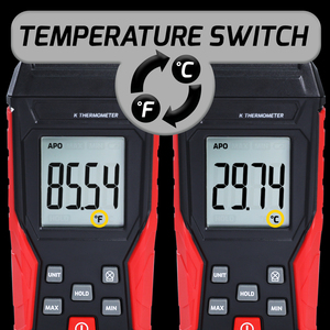 Termómetro Digital Tipo K con Termopar, Sonda de Acero Inoxidable, Sensor de Temperatura con Cable, Función de Retención de Datos y Retroiluminación - Product Image 5