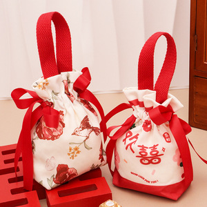 <b>Recyclable</b> Flower Printed Drawstring Pouch New Design Wedding Candy Canvas Sachet Gift <b>Bags</b> with Customized Logo for Packaging - Product Image 5
