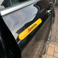 4 autocollants 3D en résine bombée pour voiture : bandes anti-collision sportives noires brillantes, étiquettes de protection imperméables pour rétroviseurs latéraux et bords de portières