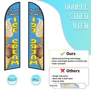 Banderas de Plumas Personalizadas de Alta Calidad de 2.5*11.5 PIES con Diseño de Helado, Bandera de Playa para Fiestas en la Playa y Promociones Publicitarias - Product Image 2