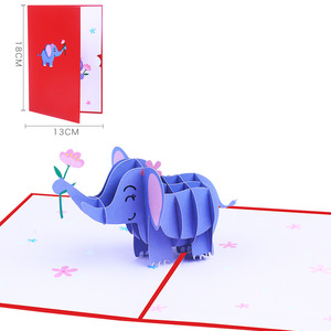 Biglietto d'Auguri 3D Pop-up a Forma di Elefante, Cartolina di <span class=keywords><strong>Compleanno</strong></span> con Animale Cartoonesco, Biglietto Regalo Fatto a Mano per Feste dei Bambini - Product Image 4