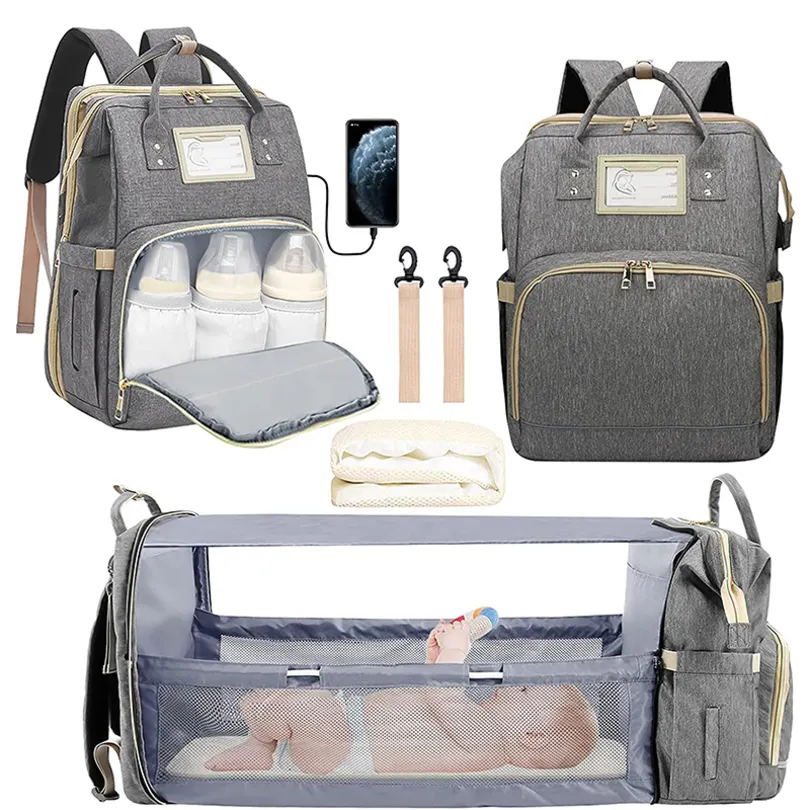Складная дорожная Детская сумка со сменной станцией, переносной рюкзак для мамы с USB-портом для зарядки, детский рюкзак