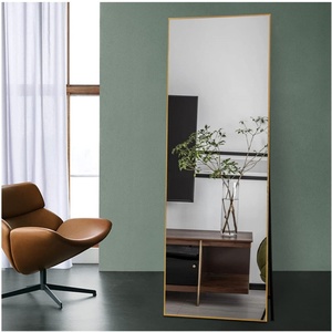 Espejo de pie de cuerpo entero grande con marco de metal dorado, tamaño personalizado, para pared, venta al por mayor - Product Image 2
