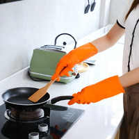 Gants en nitrile confortables et antidérapants, imperméables, transparents, réutilisables, pour la maison, doux, pour le nettoyage de la cuisine, longueur des doigts 32 cm