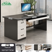 Escritorio de Computadora Moderno con Panel de MDF con Cerradura, Cajones de Almacenamiento, Superficie Extensible para Oficina en Casa, Dormitorio de Estudiantes, Estación de Trabajo