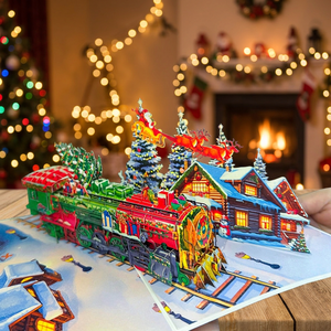Christmas & Birthday 3D Pop-Up Customized Greeting Card Decorated Tree Gifts Rectangle <b>Paper</b> Digital Printing <b>Gloss</b> Lamination - Product Image 3