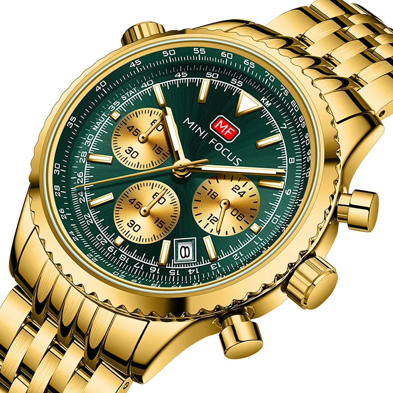 Top brand men's fashion chronograph steel band luminous waterproof men's quartz watch