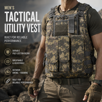 Gilet Tactique Réglable Molle Camouflage en Fibre de Polyester Anti-Bactérienne, Cinq Couleurs Unies, pour Uniforme de Travail, Garde de Sécurité et Activités de Plein Air