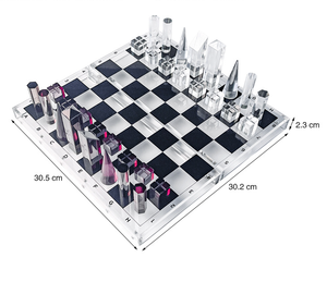 مجموعة شطرنج أكريليك حديثة وفاخرة وخفيفة الوزن ، لعبة سطح المكتب التعليمية المقاومة للاهتراء مع تلميع - Product Image 6