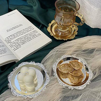 Retro luxe verzilverde borden taart dessert schaal high tea snack fruitschaal sieraden opbergtafel decoratie huis hotel benodigdheden