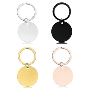 Etiquetas de perro de metal 30mm grabado en blanco personalizado al por mayor etiquetas de perro de acero inoxidable llavero redondo en blanco llavero circular - Product Image 1