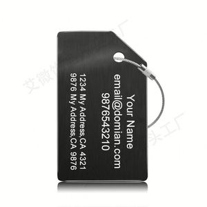 Etiqueta de Acero Inoxidable Chapada en Oro Grabada en Blanco para Maleta de Aviación, Tarjeta de Embarque, Colgante con Cuerda de Alambre - Product Image 5