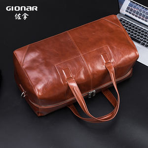 Borsa da viaggio in pelle da uomo impermeabile all'aperto di moda borsa marrone di grande capacità - Product Image 6