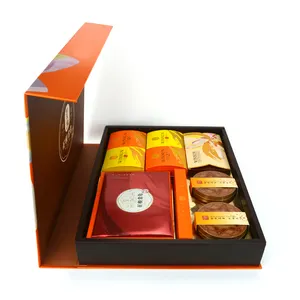 Kunden spezifische Schokoladen buchform Karton Geschenk box mit Magnet Faltbare Süßigkeiten Lebensmittel Geschenke Verpackungs box mit Papier teilern