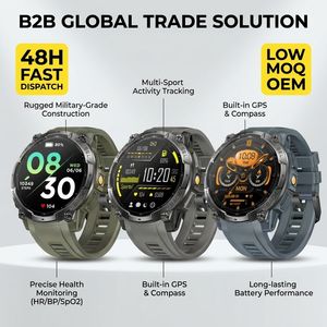 K76A Orologio Intelligente Sportivo Robusto per Uomo, Schermo AMOLED 1.43" Sempre Attivo, <span class=keywords><strong>GPS</strong></span> Integrato, Bussola, Torcia LED, Smartwatch Sportivo OEM - Product Image 2