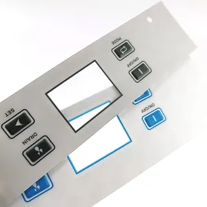 Electronic Panel Stickers Printing Lexan Polycarbonate Overlay Control Keypad Risen Button Label With PET Transparent Window