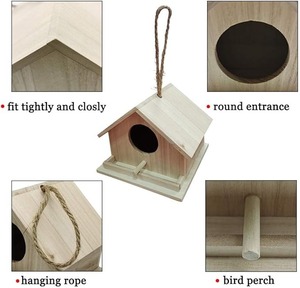 Nichoir en bois pour passagers d'extérieur, bleu, à suspendre - Product Image 3